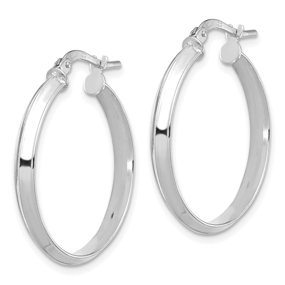 14K White Gold Polished Large 3mm Hoop Earrings