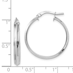 14K White Gold Polished Large 3mm Hoop Earrings