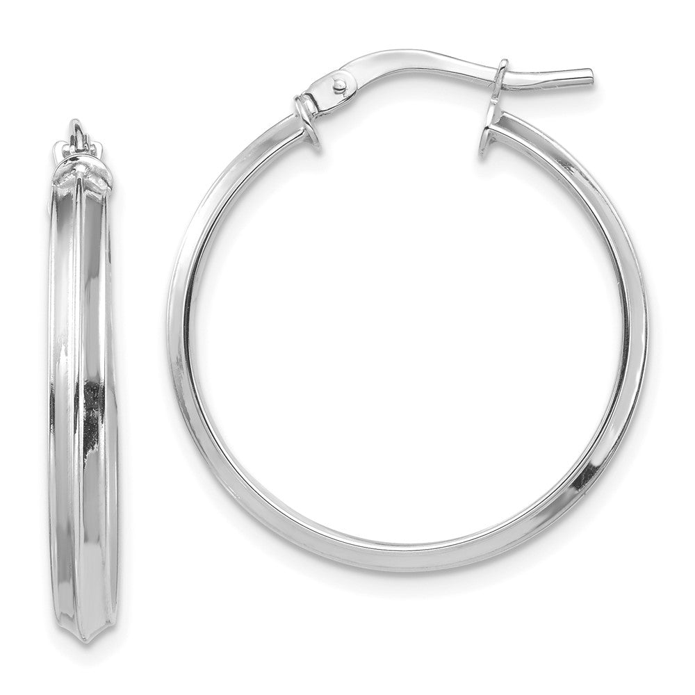 14K White Gold Polished Large 3mm Hoop Earrings