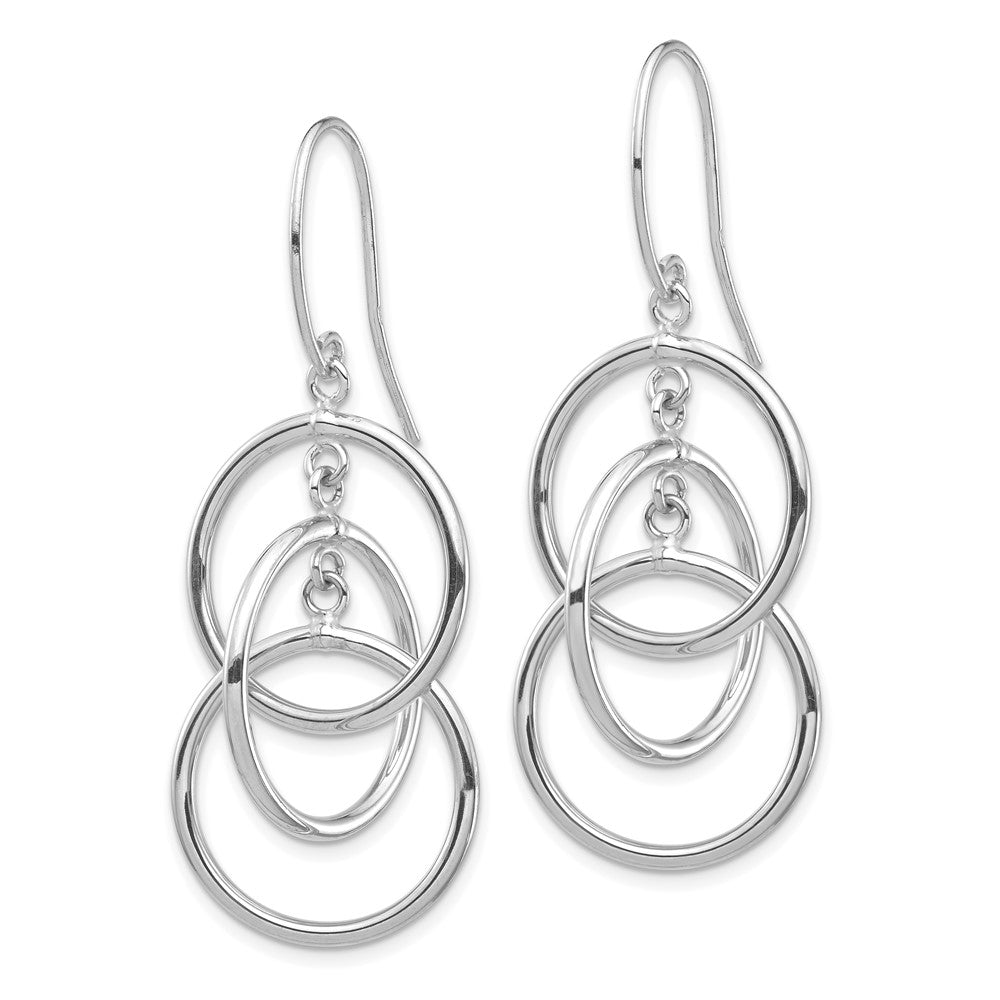 14K White Gold Polished Circles Dangle Earrings