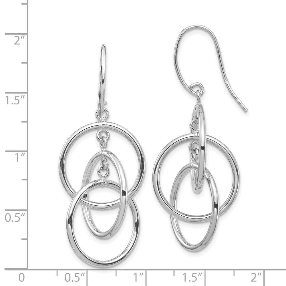 14K White Gold Polished Circles Dangle Earrings