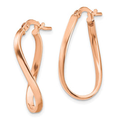 14K Rose Gold Polished 2mm Wavy Hoop Earrings