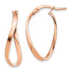 14K Rose Gold Polished 2mm Wavy Hoop Earrings