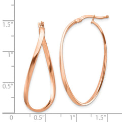 14K Rose Gold 2mm Wavy Hoop Earrings