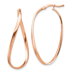 14K Rose Gold 2mm Wavy Hoop Earrings