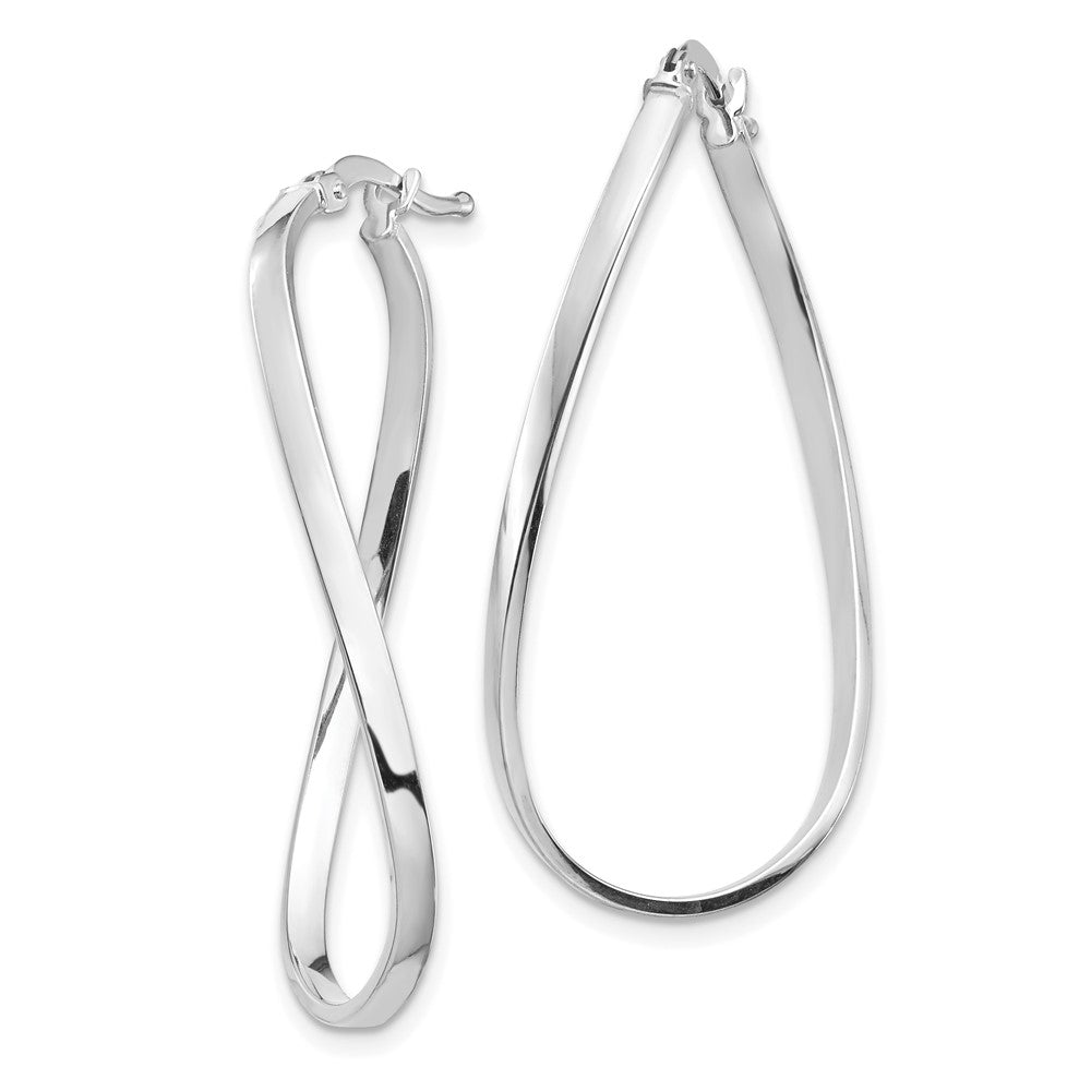 14K White Gold Polished 2mm Wavy Hoop Earrings