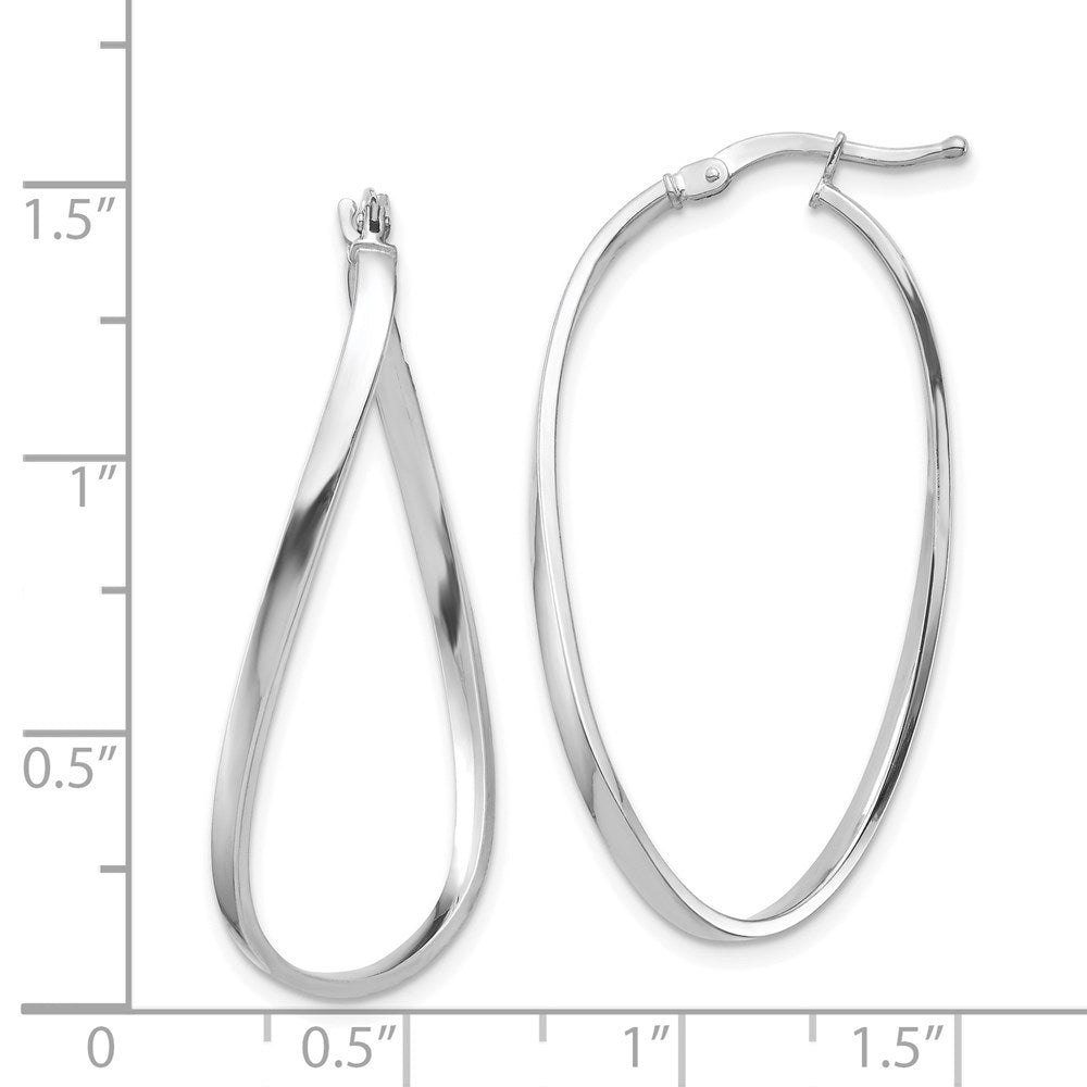 14K White Gold Polished 2mm Wavy Hoop Earrings