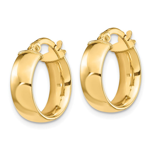 14K Yellow Gold High Polished 5mm Hoop Earrings