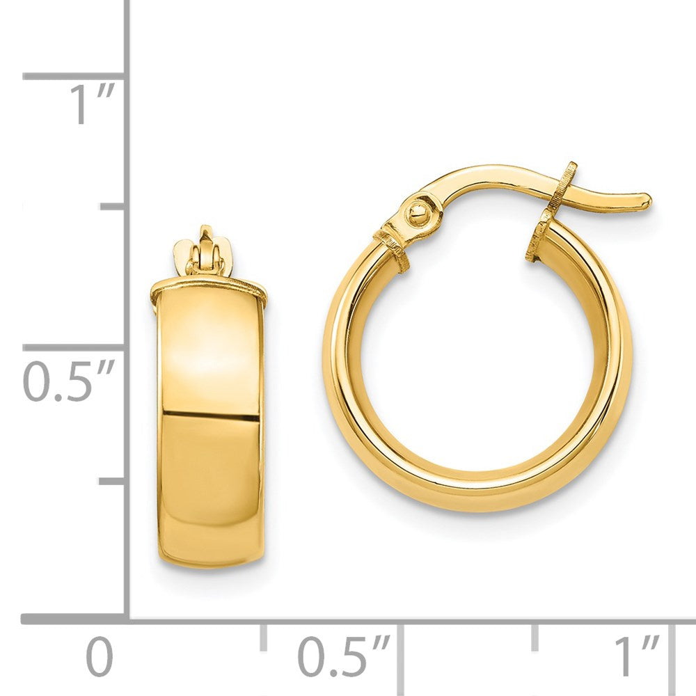 14K Yellow Gold High Polished 5mm Hoop Earrings