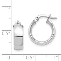 14K White Gold High Polished 5mm Hoop Earrings