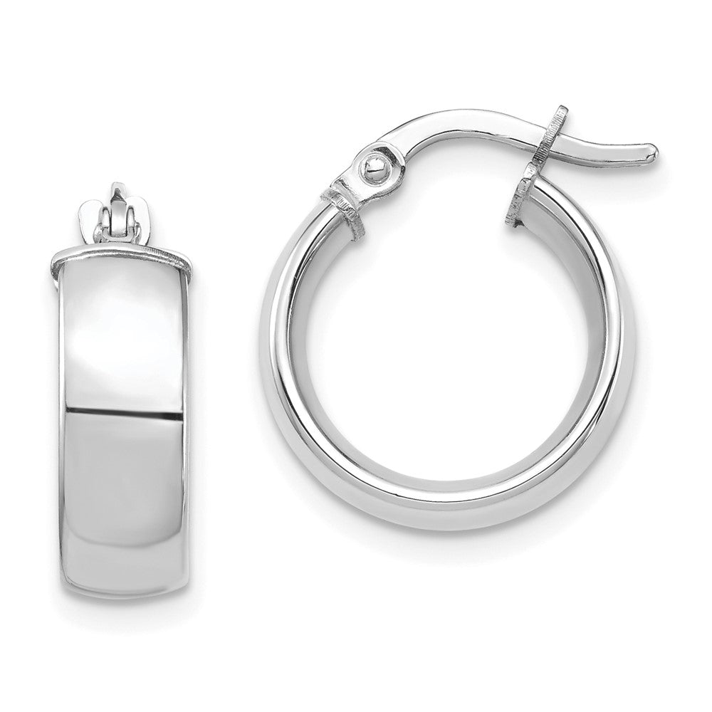 14K White Gold High Polished 5mm Hoop Earrings