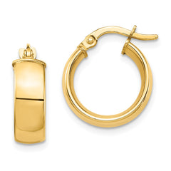 14K Yellow Gold High Polished 5mm Hoop Earrings