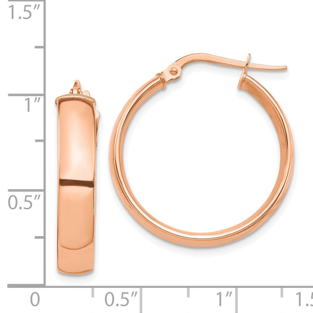 14K Rose Gold High Polished 5mm Hoop Earrings