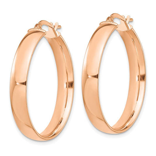 14K Rose Gold High Polished 5mm Hoop Earrings