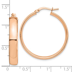 14K Rose Gold High Polished 5mm Hoop Earrings