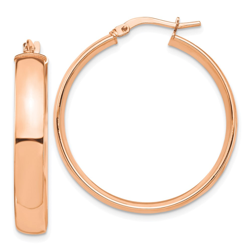 14K Rose Gold High Polished 5mm Hoop Earrings