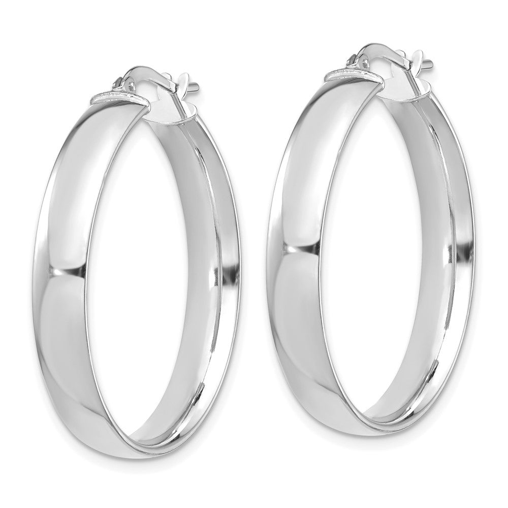 14K White Gold High Polished 5mm Hoop Earrings