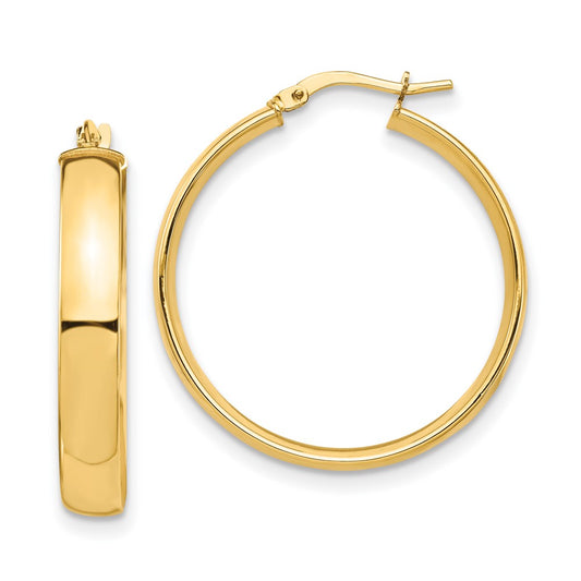 14K Yellow Gold High Polished 5mm Hoop Earrings