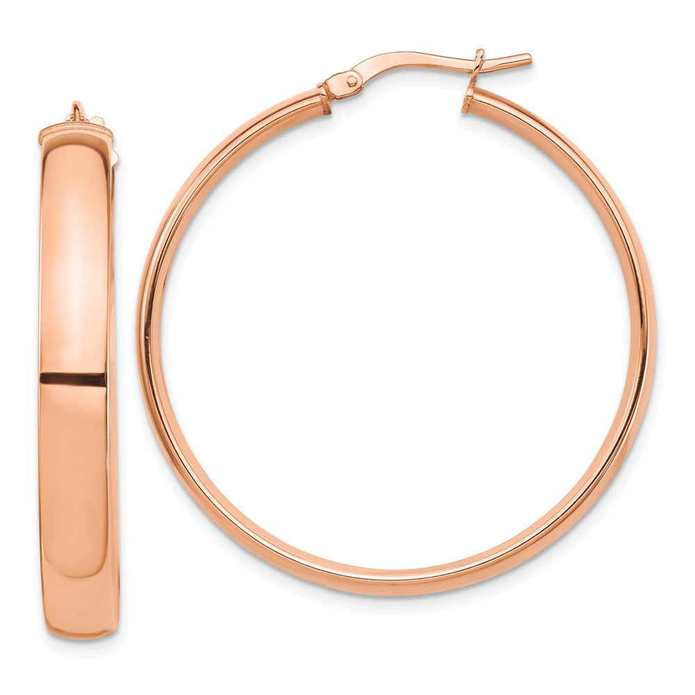 14K Rose Gold High Polished 5mm Hoop Earrings