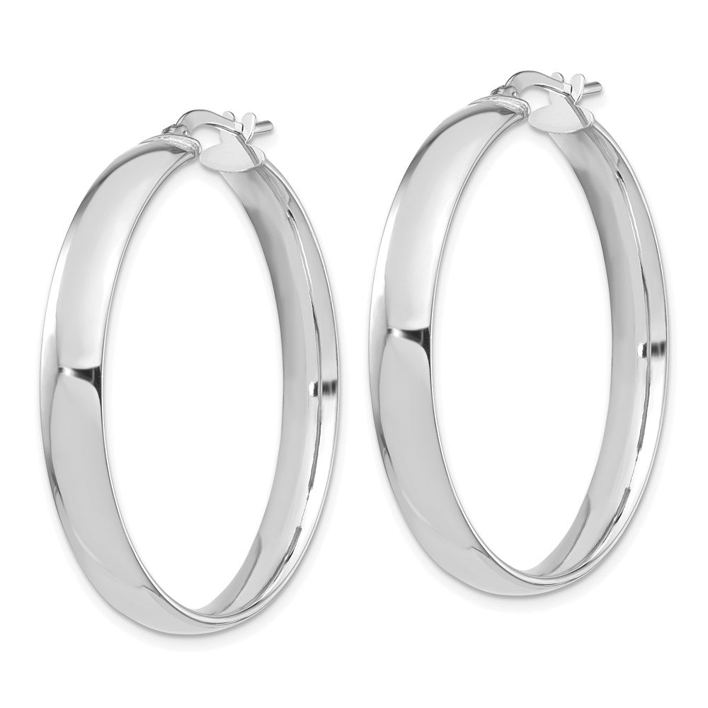 14K White Gold High Polished 5mm Hoop Earrings