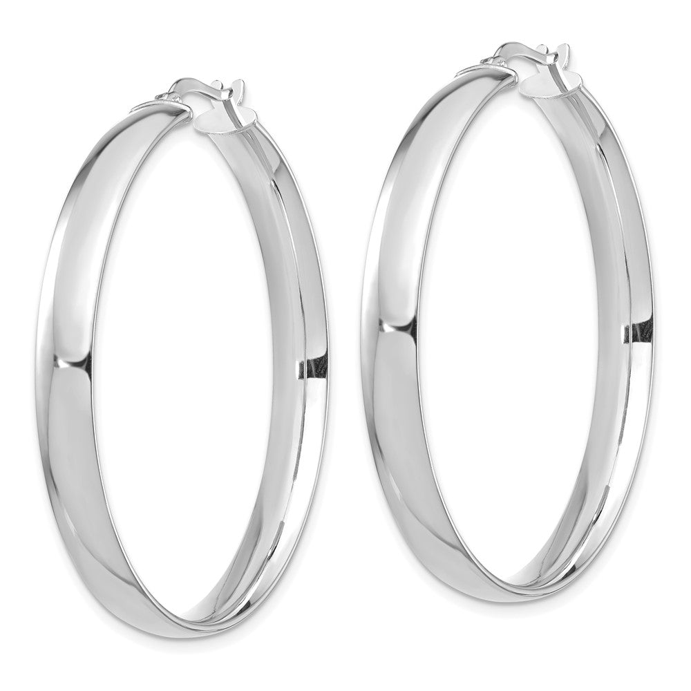 14K White Gold High Polished 5mm Hoop Earrings