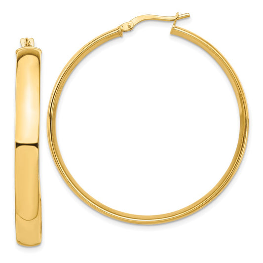 14K Yellow Gold High Polished 5mm Hoop Earrings