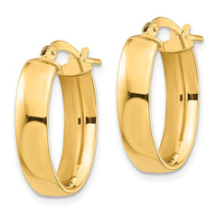 14K Yellow Gold High Polished 5mm Oval Hoop Earrings