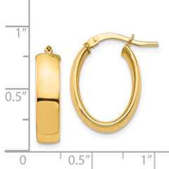 14K Yellow Gold High Polished 5mm Oval Hoop Earrings