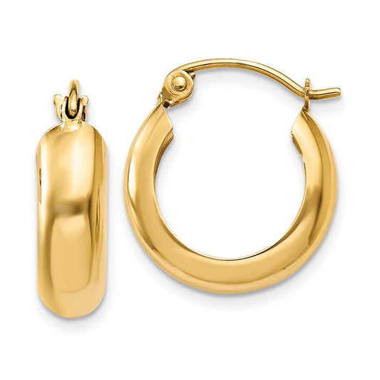 14K Yellow Gold Polished 4.75mm Round Hoop Earrings