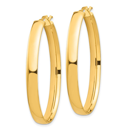 14K Yellow Gold High Polished 5mm Oval Hoop Earrings