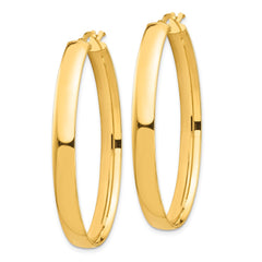 14K Yellow Gold High Polished 5mm Oval Hoop Earrings