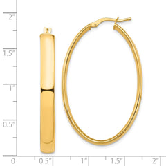 14K Yellow Gold High Polished 5mm Oval Hoop Earrings