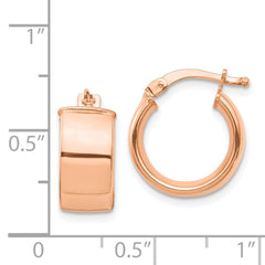 14K Rose Gold High Polished 7mm Hoop Earrings