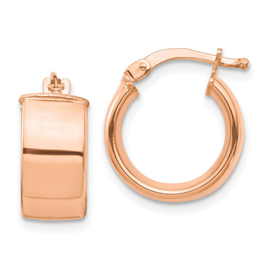 14K Rose Gold High Polished 7mm Hoop Earrings