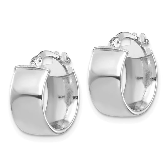 14K White Gold High Polished 7mm Hoop Earrings