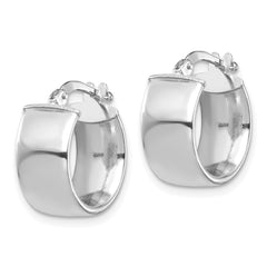 14K White Gold High Polished 7mm Hoop Earrings