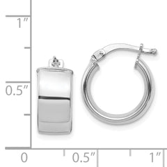 14K White Gold High Polished 7mm Hoop Earrings