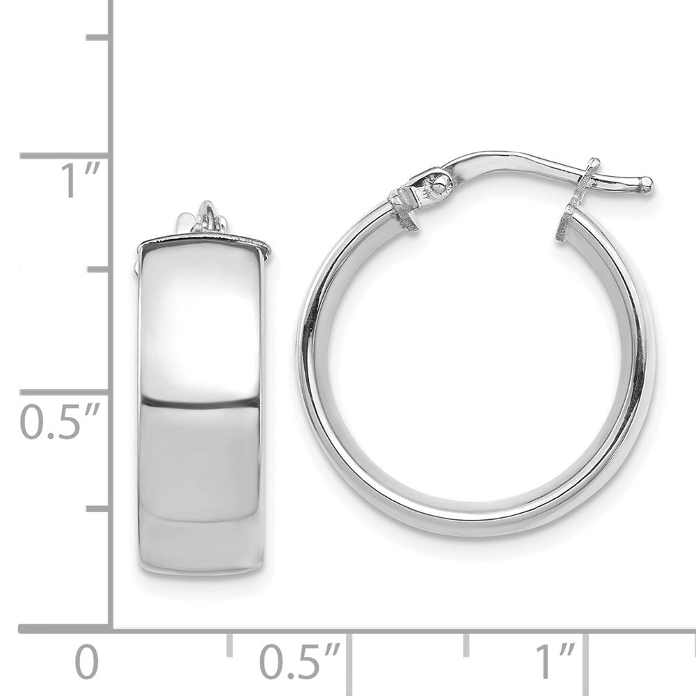 14K White Gold High Polished 7mm Hoop Earrings