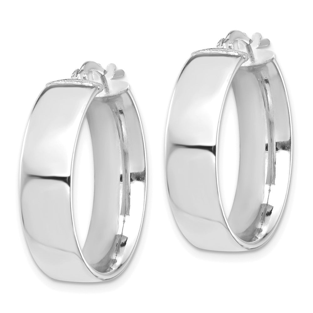 14K White Gold High Polished 7mm Hoop Earrings