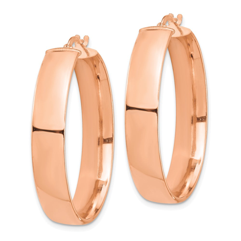 14K Rose Gold High Polished 7mm Hoop Earrings