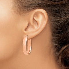 14K Rose Gold High Polished 7mm Hoop Earrings