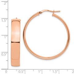 14K Rose Gold High Polished 7mm Hoop Earrings