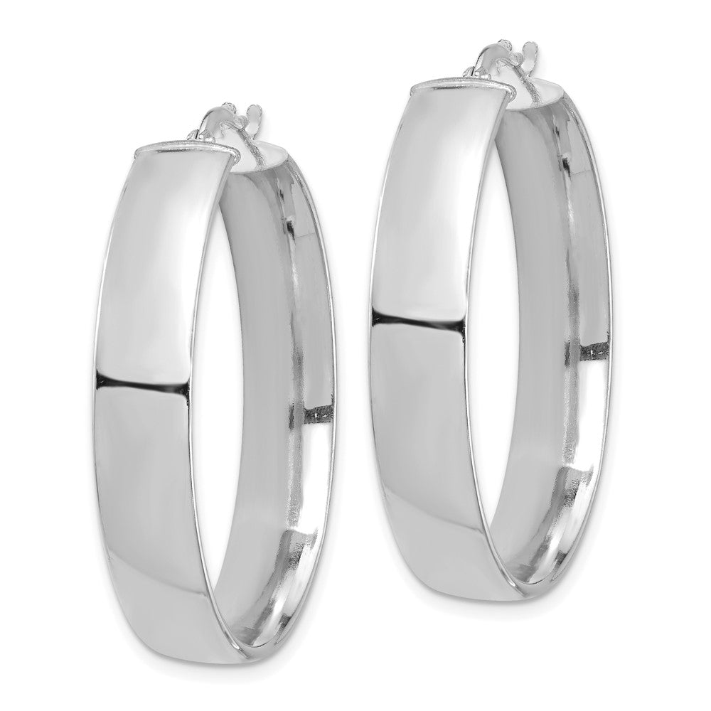 14K White Gold High Polished 7mm Hoop Earrings