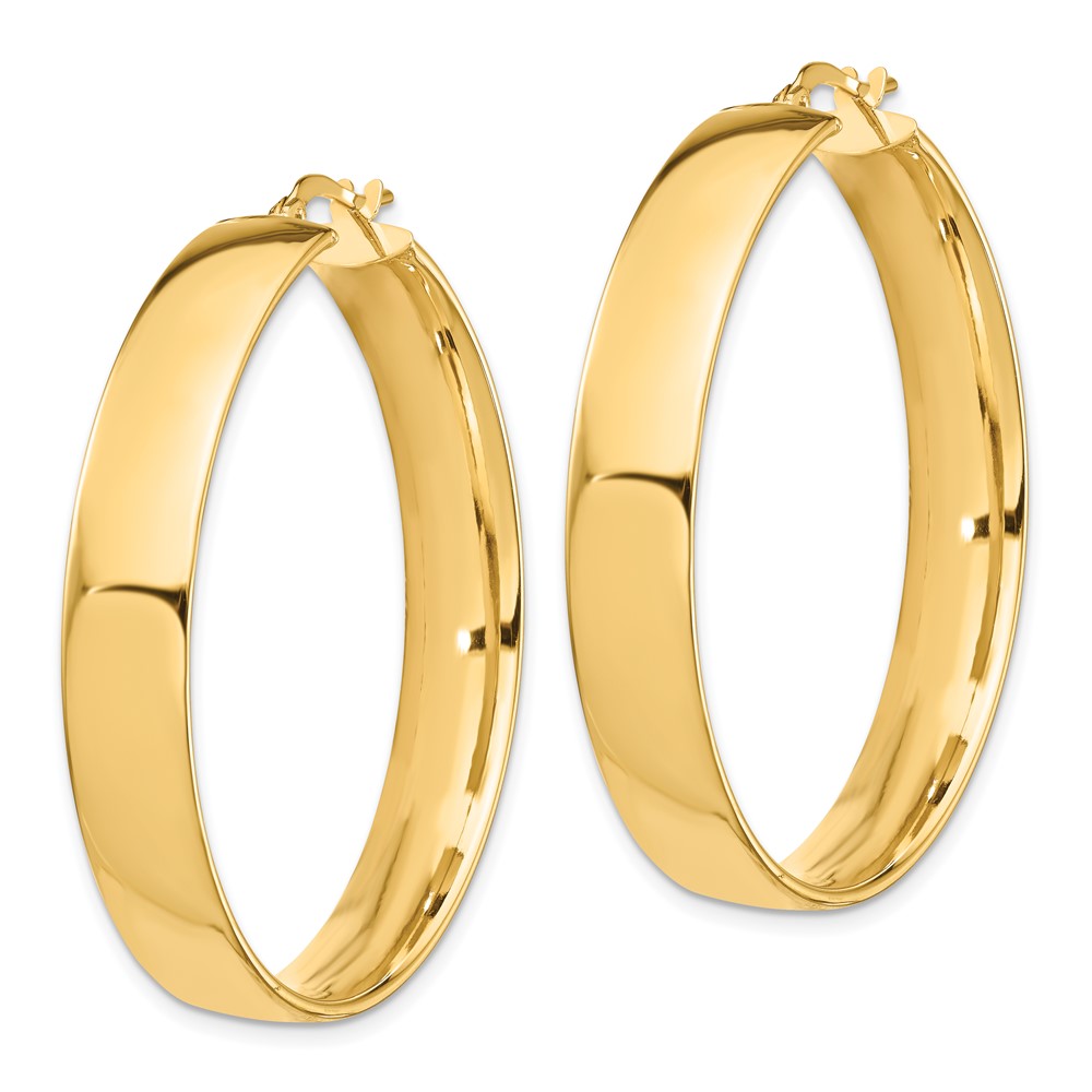 14K Yellow Gold High Polished 7mm Hoop Earrings