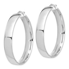 14K White Gold High Polished 7mm Hoop Earrings