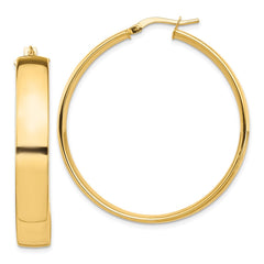 14K Yellow Gold High Polished 7mm Hoop Earrings