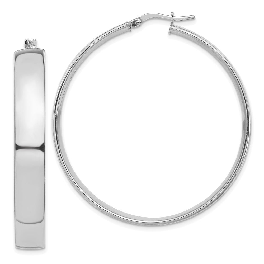 14K White Gold High Polished 7mm Hoop Earrings