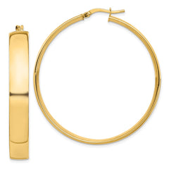 14K Yellow Gold High Polished 7mm Hoop Earrings