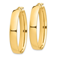 14K Yellow Gold High Polished 7mm Oval Hoop Earrings