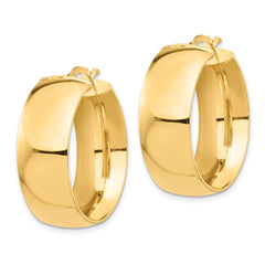 14K Yellow Gold High Polished Small 10mm Hoop Earrings